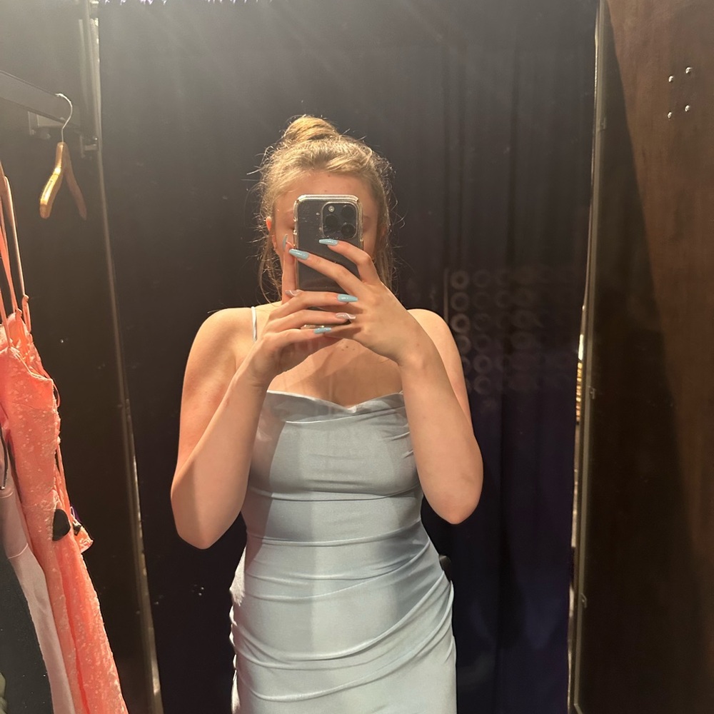 Windsor Strapless Ruched Blue Bodycon Dress